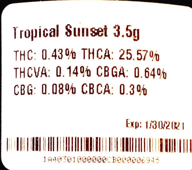 A CLOSER LOOK AT WHAT’S INSIDE: However the adjective “dominant” seems to be  conspicuously omitted from the labeling.  given the fact that Evermore is labeling this strain a Sativa Hybrid even though both of its parents are Indica dominant Indica/ sativa hybrids must mean that they classify this strain as a Sativa Hybrid and  its in-house labeling convention gave it an orange label, which, must signify the same. Evermore’s designation would keep in line with effects that I personally experienced, and therefore, I believe, aptly labeled. However, wish there was some explanation or insight into this on the label itself.) And speaking of the label, I appreciate it’s rather simplistic innocuous barbershop aesthetic only for the fact that it’s just below the line of what I would call wasteful, and cost -increasing finery. Strane has the right idea: cut down on ornate packaging and lower overall prices. I hope In the future that Evermore retain its humble appearance by reducing the fluff even more. Monochromatic maybe? Just a thought. The fact is that this is some of the finest cannabis I’ve tried since receiving my card and I really liked the fact that it was so unassuming. It gave me the impression that they aren’t trying to impress or compete, they are just doing their own thing and getting really good at it apparently. The potency of this batch of this strain was medium -high testing at THCa 25.57% THC 0.43% . This level of derived THC is a higher than normally seen percentage. To me this indicates that, even though this batch is at roughly 25%, there is a higher concentration of thc .4% compared to the average .1-.2% and therefore it delivers a much more concentrated, and thus potent effect. Again, in my experience, or informed opinion is that a a ratio of THCa to thc found in this Evermore strain may actually offer a more intense high than a strain rated at 30% THCa that is only deriving something like a .2% thc level.