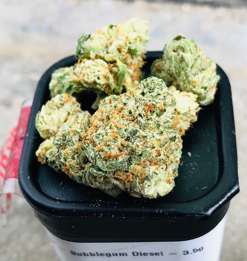 bubblegum diesel buds on container top